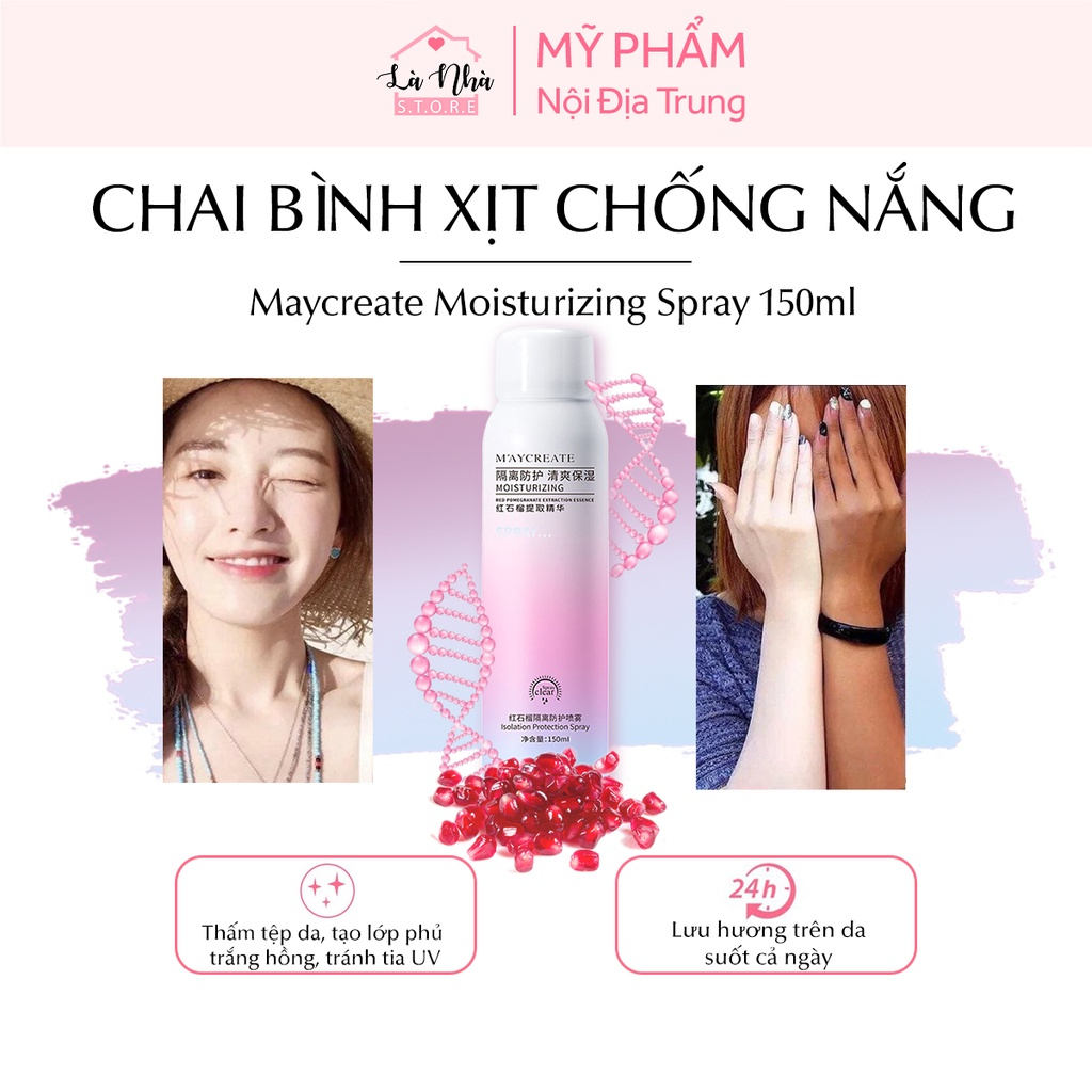 Maycreate Xịt Chống Nắng Làm Trắng Da Che Khuyết điểm Kem Chống Nắng Spf45 Pa Chống