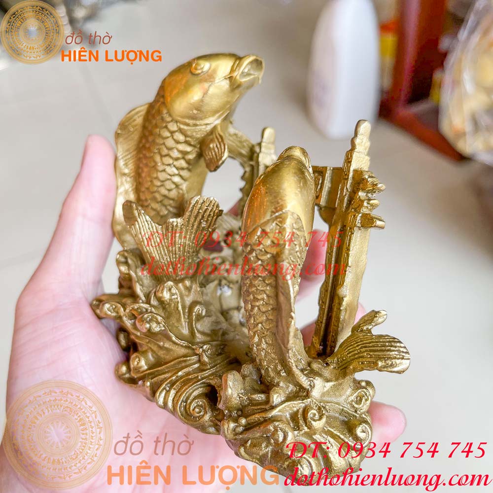 Cá chép vượt vũ môn bằng đồng 2 cỡ phong thủy
