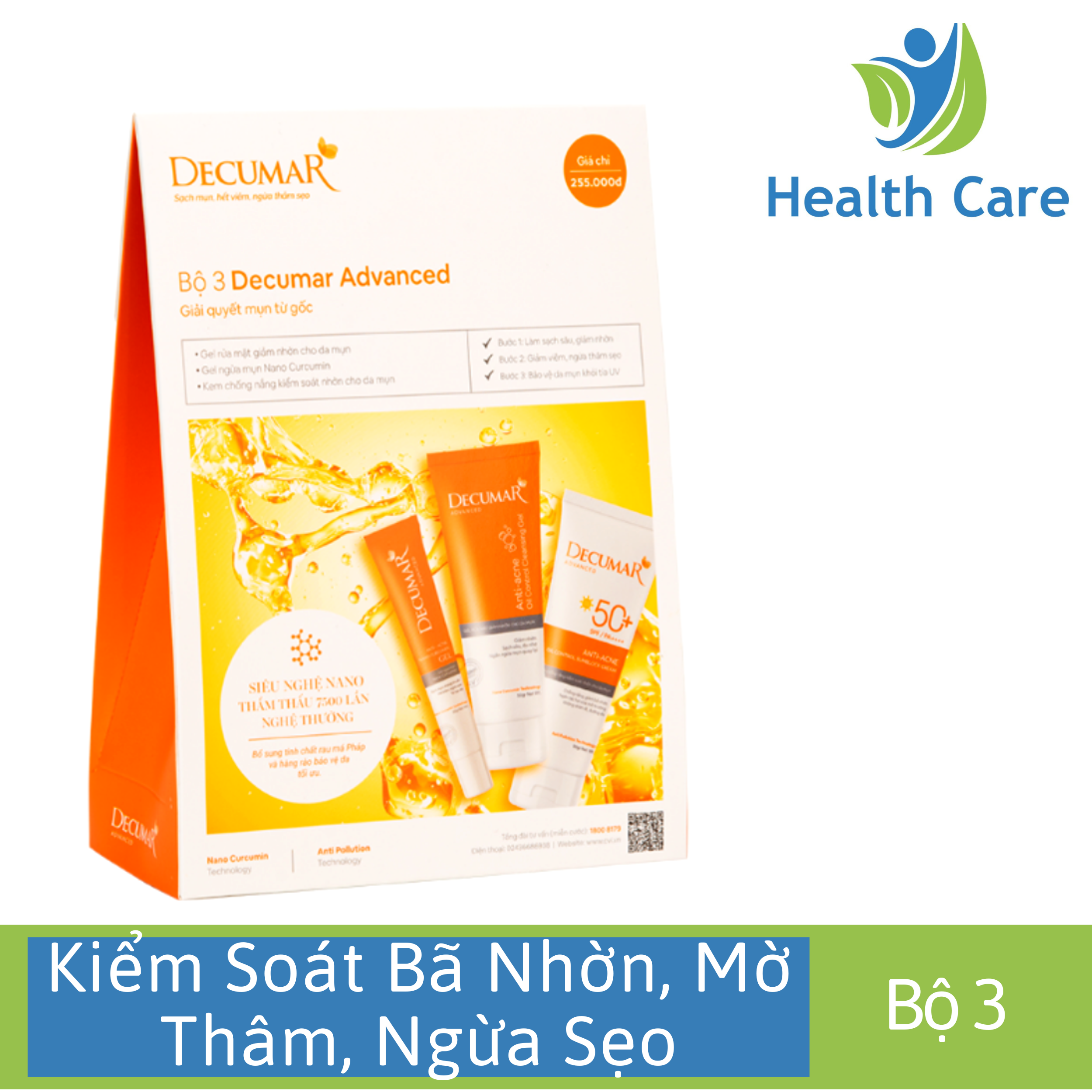 Combo Decumar Advanced gồm 1 Gel ngừa mụn, 01 Gel rửa mặt, 01 kem chống nắng giành cho da mụn hoàn toàn mới 4.9