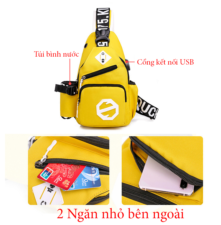 Balo đeo chéo thời trang Hàn Quốc họa tiết lá