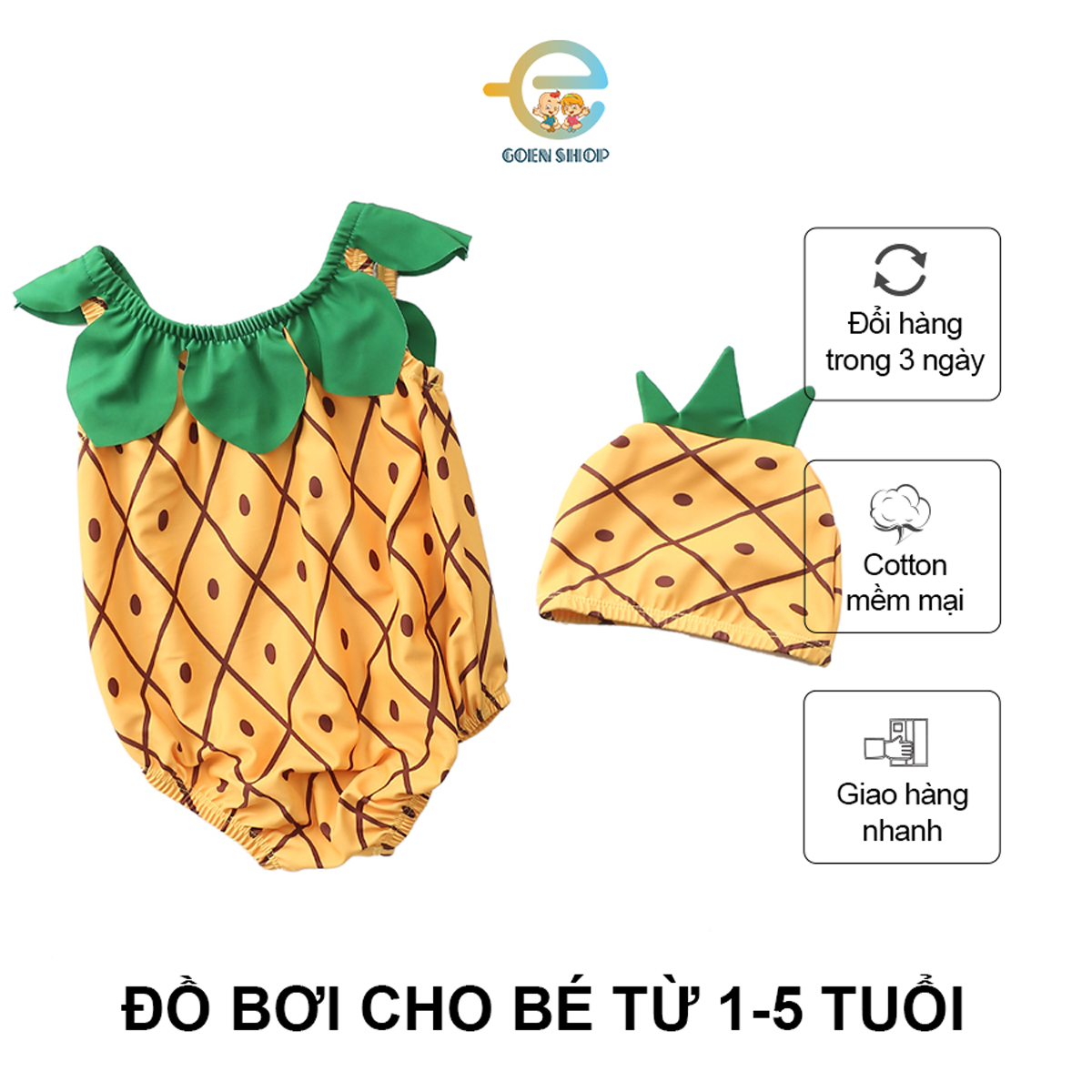 Đồ bơi bé gái, đồ bơi cho bé gái kèm mũ 8-20kg