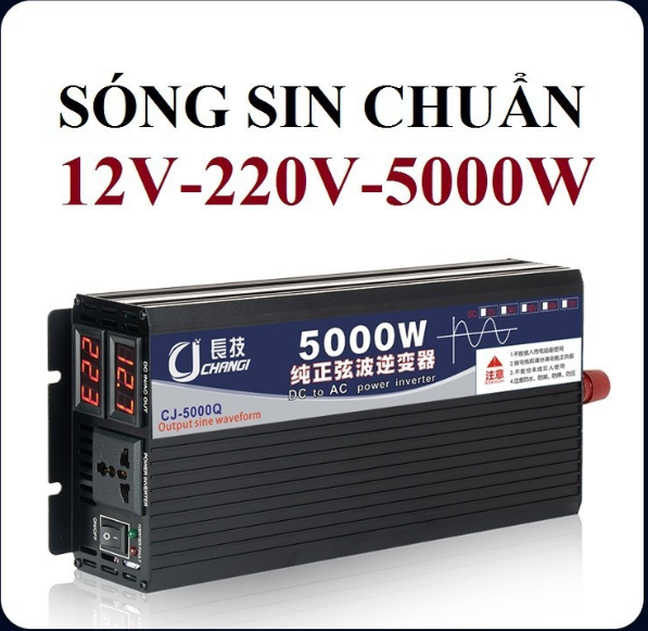 Kích điện sóng sine chuẩn changi 12v lên 220v công suất 5000w