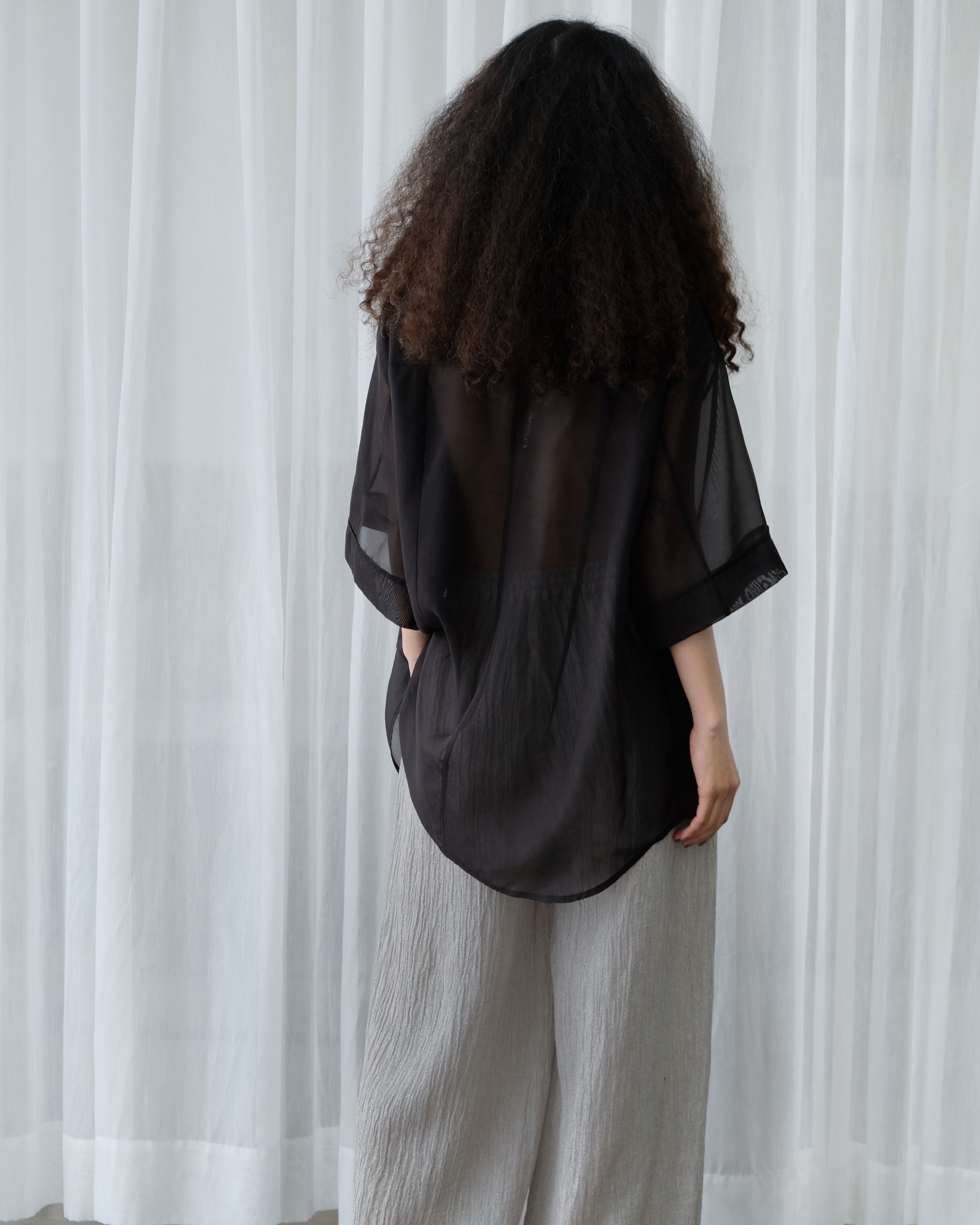 /ou'ba:d/ - ÁO SƠMI ĐEN FREESIZE form oversize tay lỡ, sơmi rộng basic nam nữ