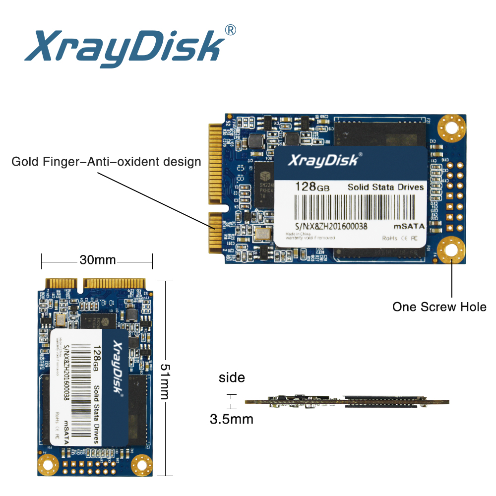 XrayDisk Sata3 Msata SSD 64GB 120GB 240GB 128GB 256GB Mini Sata Internal Solid State Hard Drive Disk For Laptop&Desktop