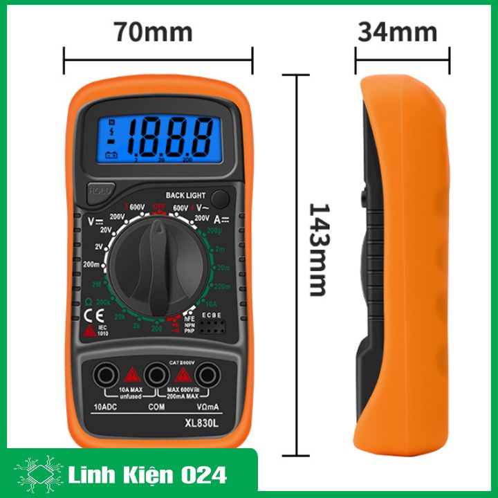 Đồng hồ đo điện tử vạn năng XL830L, đồng hồ đo điện đa năng XL 830L, đo điện áp hiển thị số, đồng hồ đo có kèm pin theo