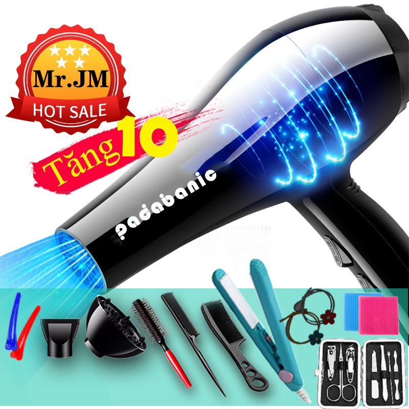 Máy sấy tóc phát sáng xanh 2 chiều công suất lớn 3200w padabanic 8866 bảo hành 1 năm khách chú ý phân loại tặng kèm để chọn đúng