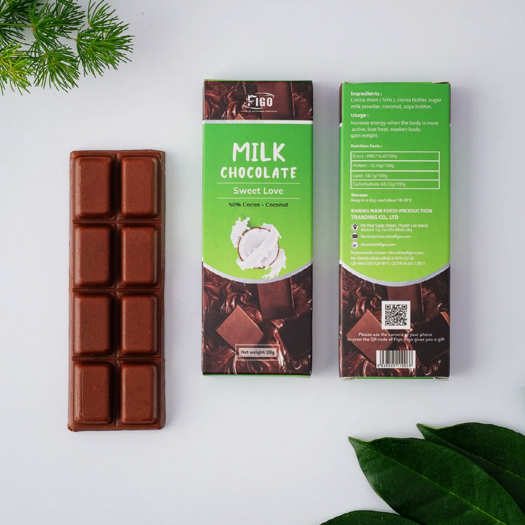 Kẹo Socola Sữa Figo Vị Sữa Dừa 20gr Siêu Ngon