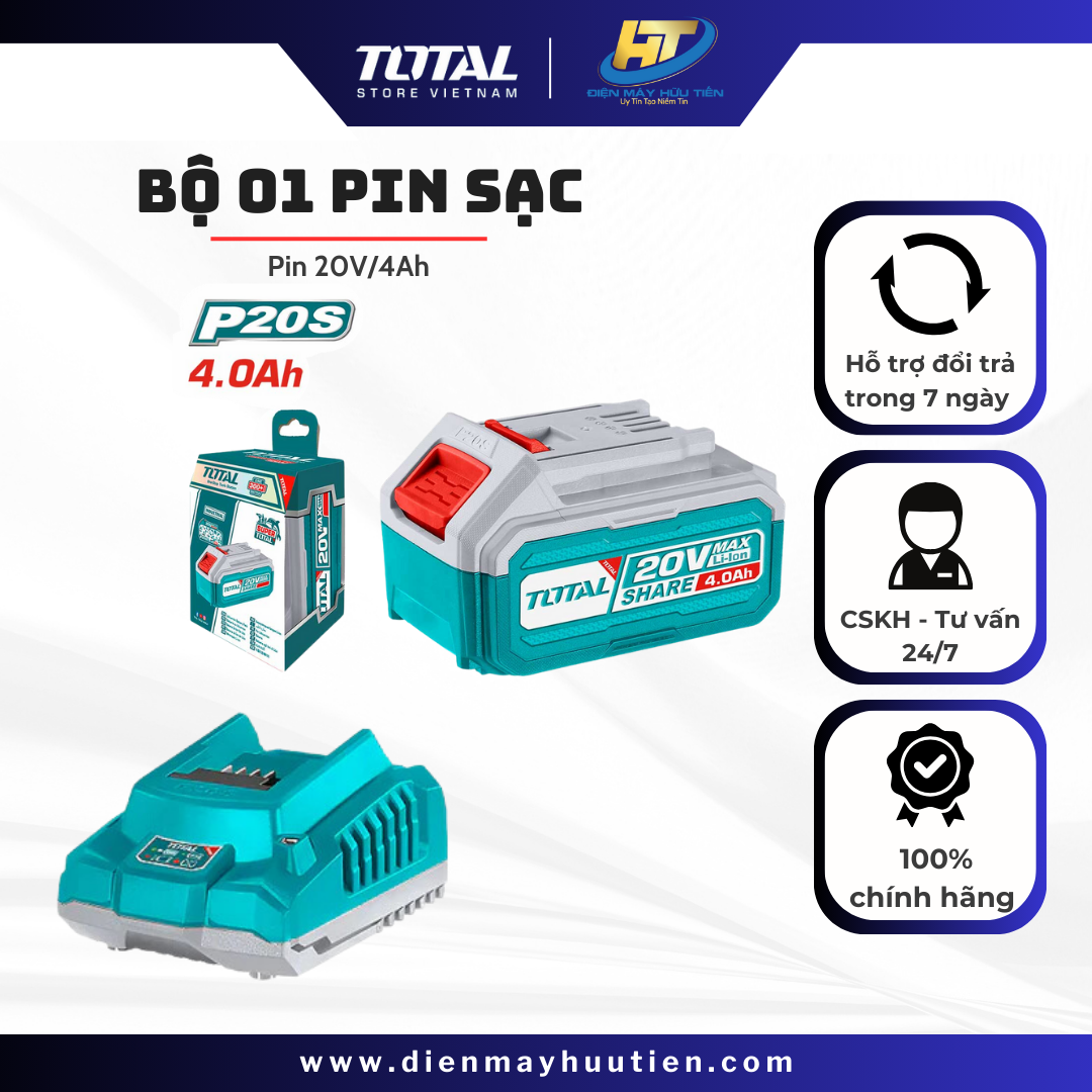 Bộ Pin Sạc 20v TOTAL