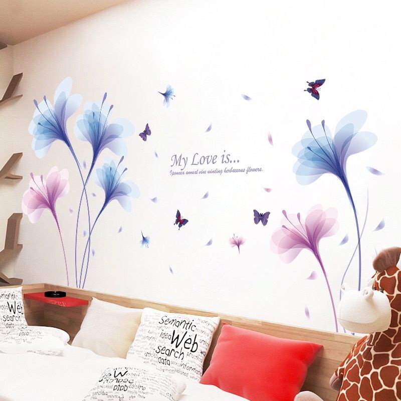 Decal dán tường pha lê tím