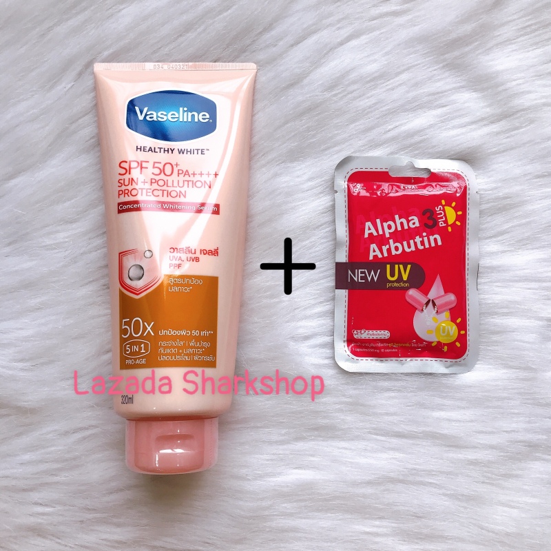 Combo Trắng Da Dưỡng Thể Vaseline 50X + Kích Trắng Alpha Arbutin Thái Lan SPF50 PA++ - Vaseline 10X - 50X