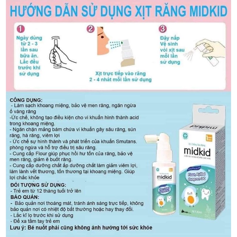 Xịt chống sâu răng Midkid - Bảo vệ men răng, giúp răng chắc