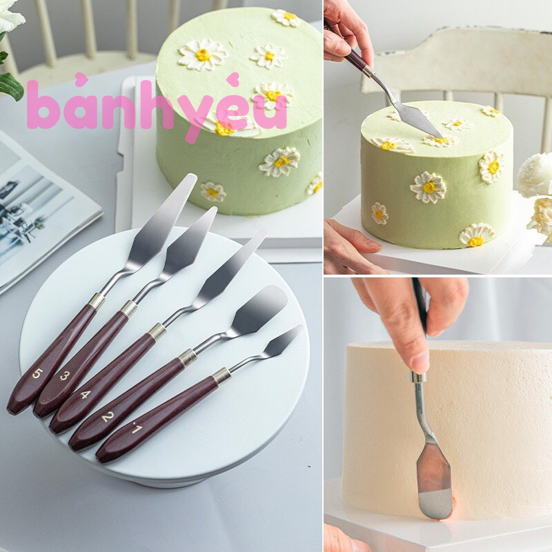 Bộ 5 Dụng Cụ Chà Láng Trang Trí Bánh Mini