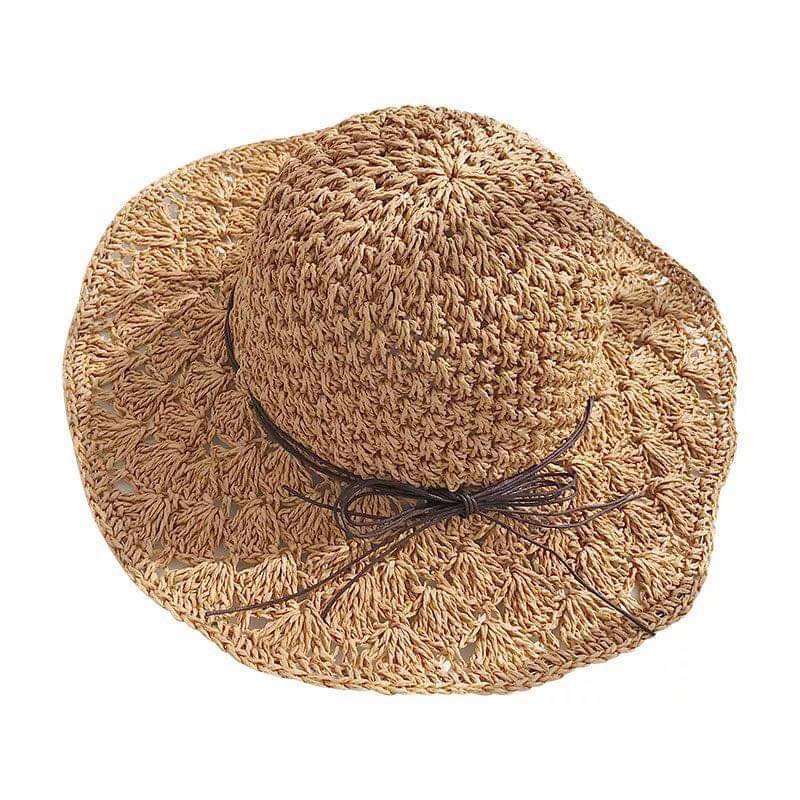 MŨ / NÓN CÓI ( ĐI BIỂN ) MỀM VINTAGE THẮT NƠ DA [SH1]
