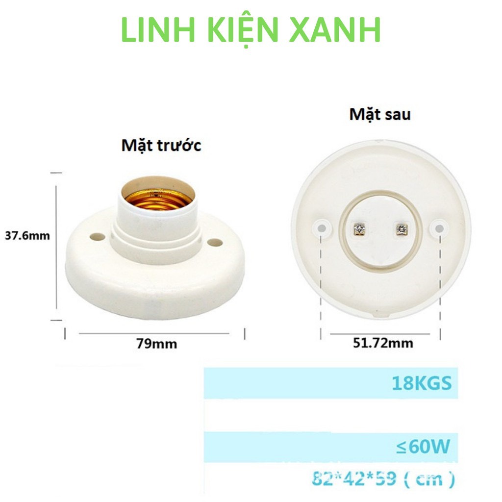 Đui đen thẳng ốp trần tường đui e27 hàng Hinoki