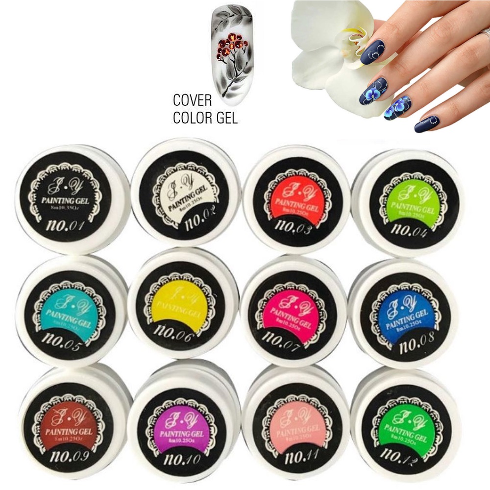 Set 12 Màu Vẽ Nail PY Gel Đặc