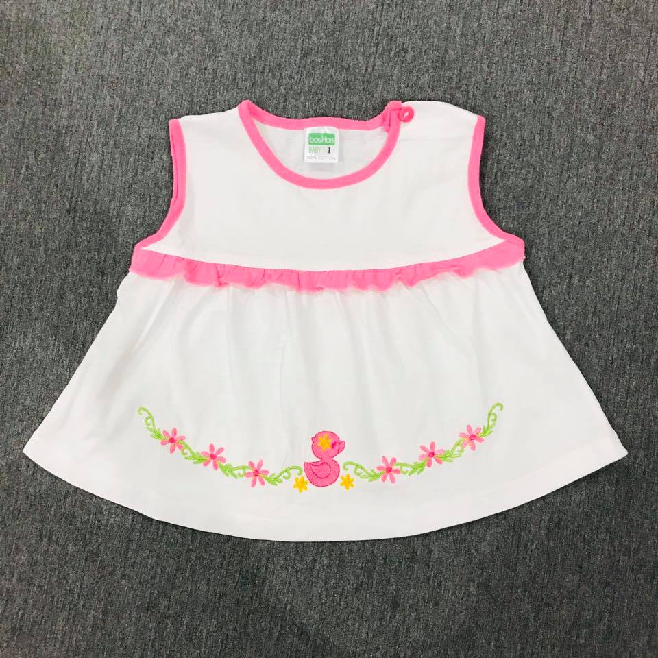 Combo 05 áo sát nách thêu cao cấp cho bé gái