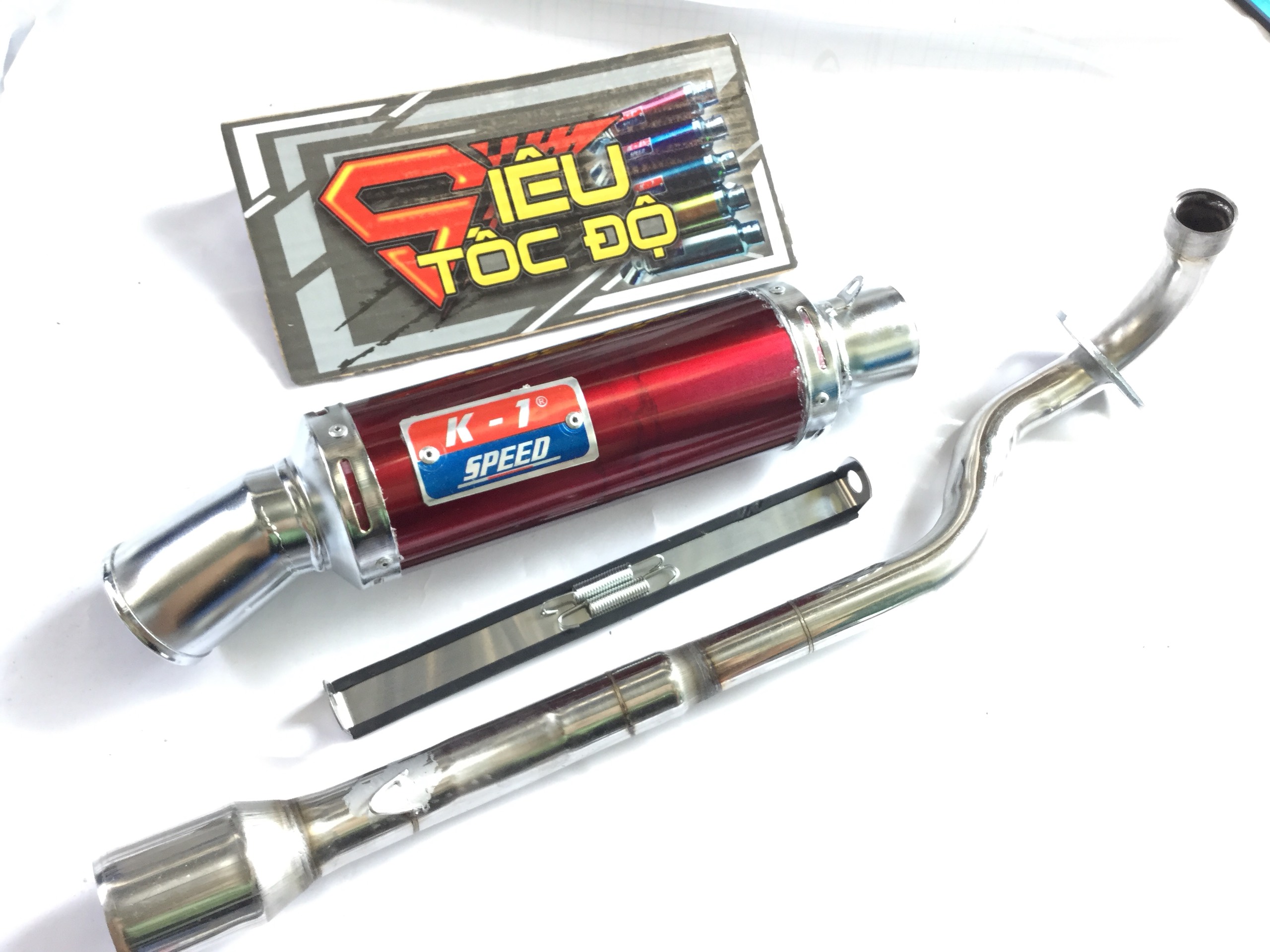 Pô k1 đỏ full pass treo lò xo bao gồm cả cổ pô độ cho xe wave blade, wave s, wave rs, wave rsx, wave alpha 2017 -2019,...