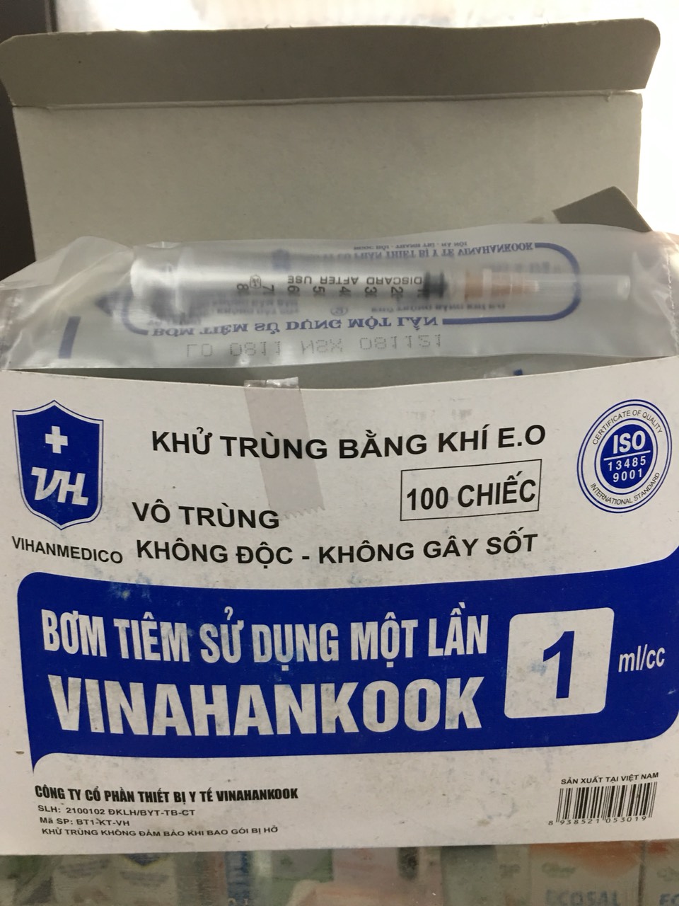 1 chiếc bơm tiêm dùng 1 lần vinahankook 1ml