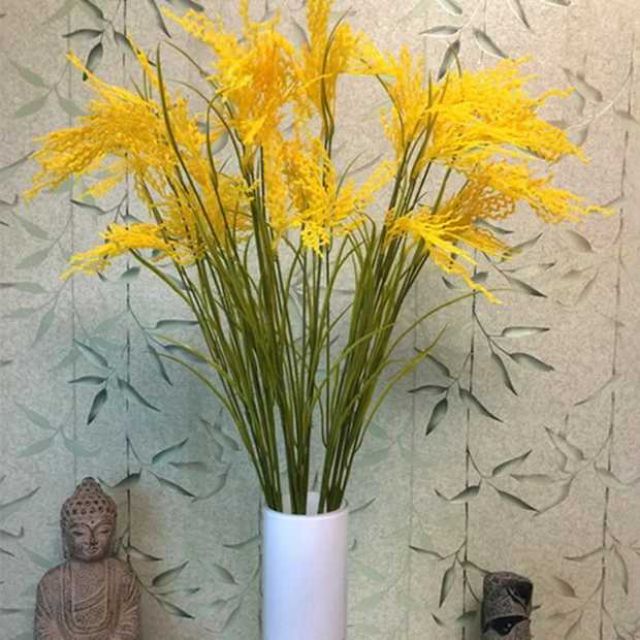 Set 10 Cây Bông Lúa Nhựa Loại 3 Nhánh - Bông Lúa Giả
