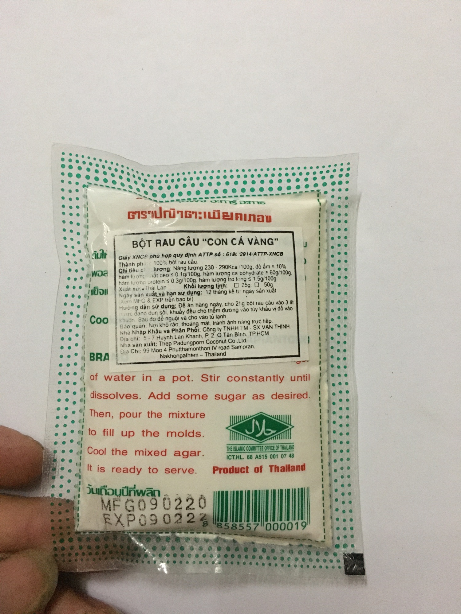 Bột rau câu con cá vàng Thái Lan gói 25g
