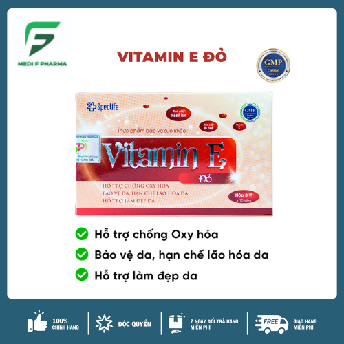 VITAMIN E ĐỎ SPECLIFE - Hỗ trợ chống oxy hóa, làm đẹp da (Hộp 6 vỉ x 10 viên)