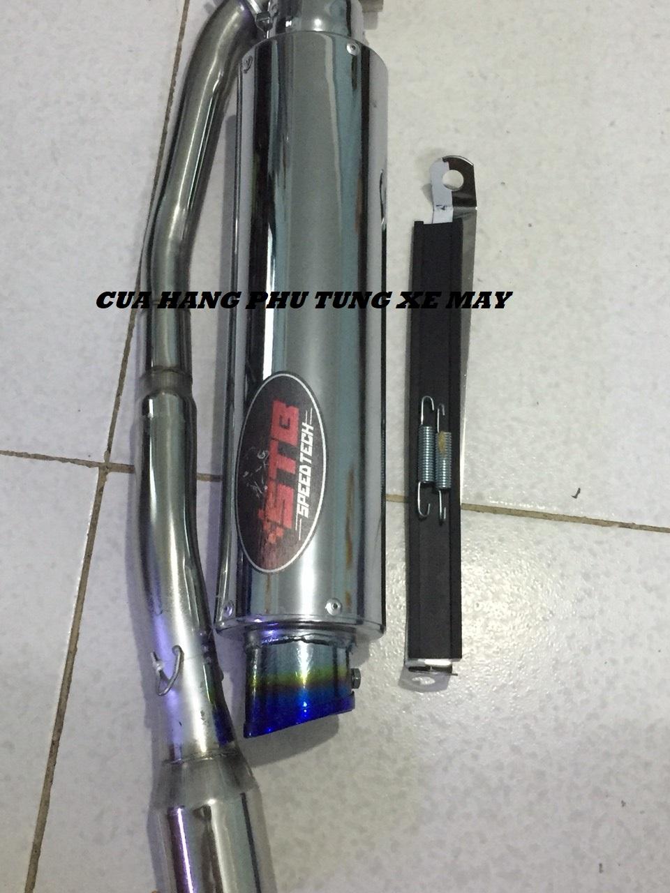 Pô STB F1 gắn xe Dream,  Wave, Sirius, Cub ( kèm cổ inox + pát treo pô + lò xo )
