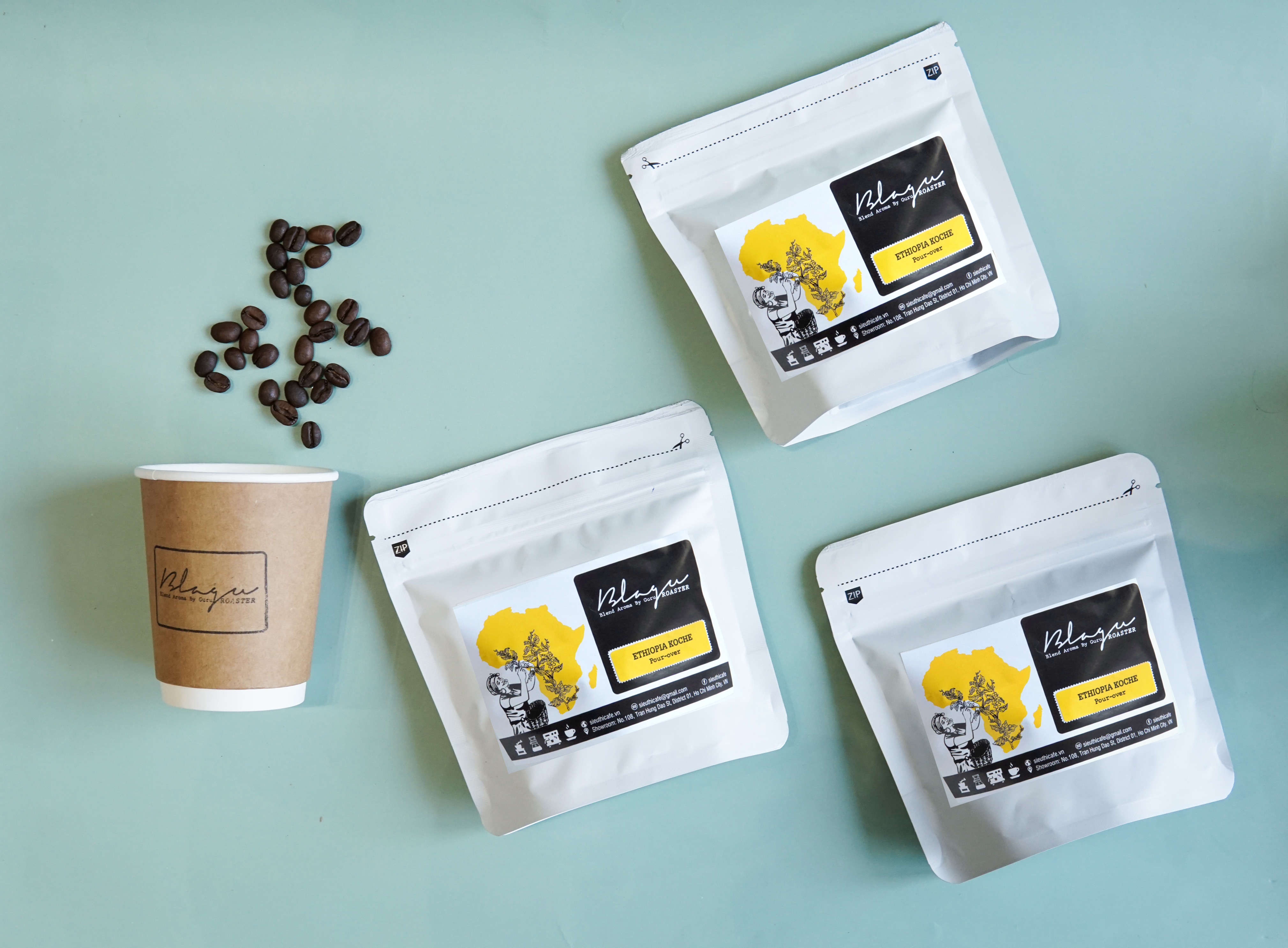 CÀ PHÊ BLAGU HẠT ĐÃ RANG, ETHIOPIA W.GUJI, LIGHT-MEDIUM ROAST, 100G
