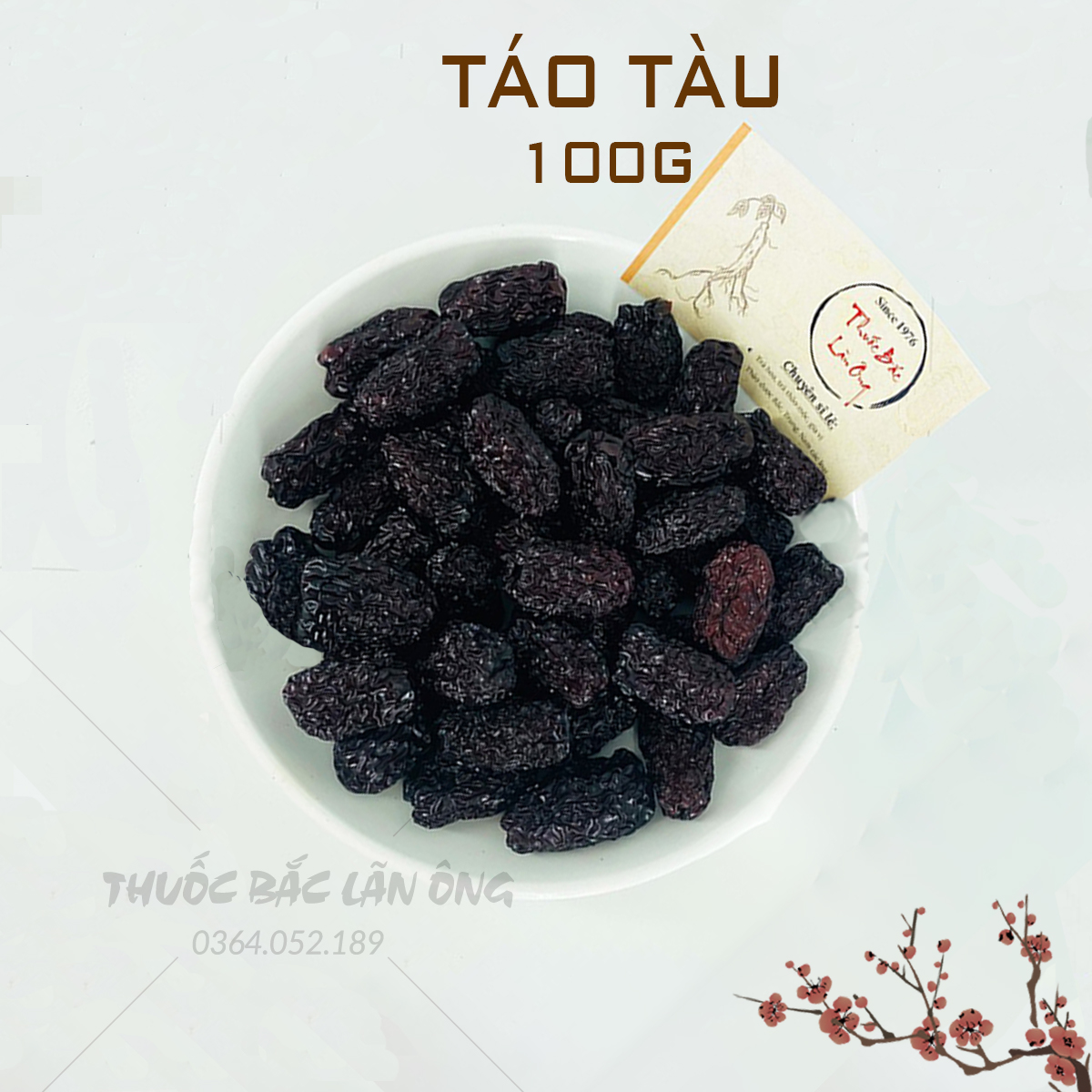 Táo đen sấy dẻo 100g, táo tàu không tẩm đường, táo đen pha trà, ăn vặt, hầm canh thơm ngon, bổ dưỡng - Lãn Ông
