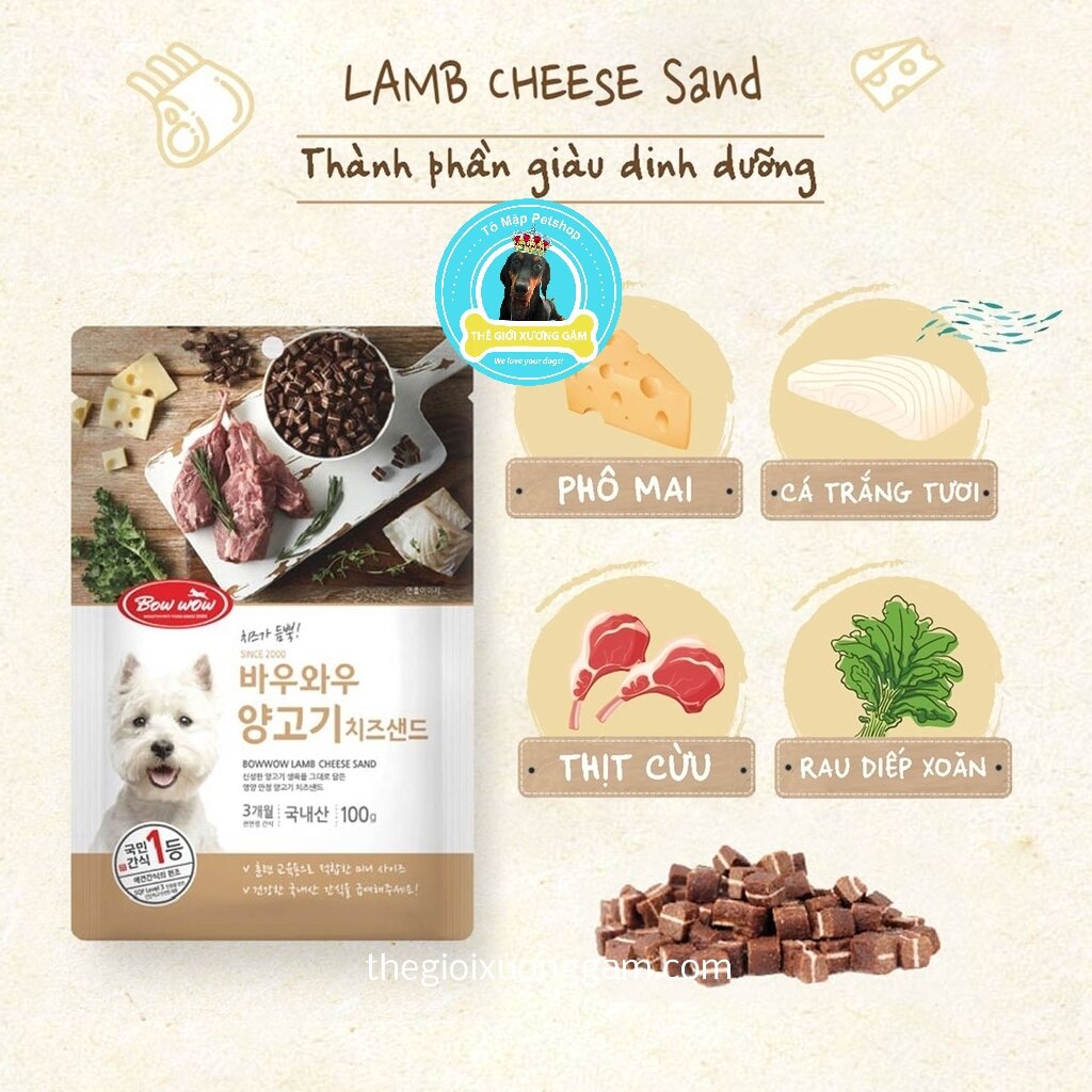 [HCM] BÁNH THƯỞNG PHÔ MAI THỊT CỪU LAMB CHEESE SAND BOWWOW 100GR