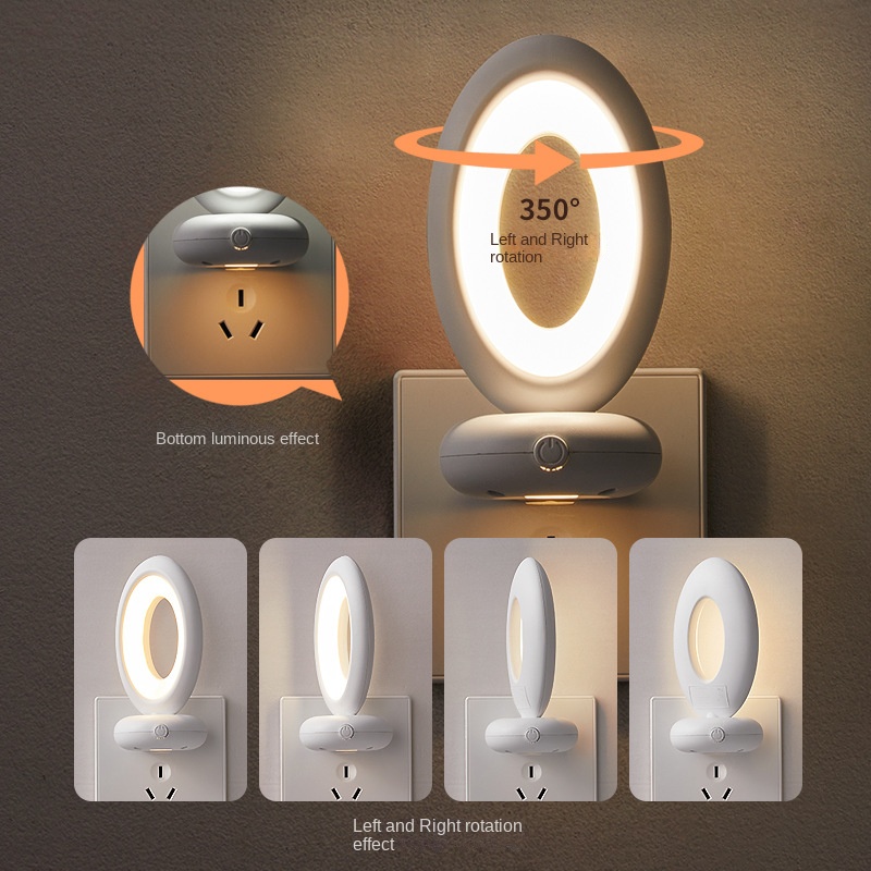 Vimite 3-color đèn ngủ điều khiển từ xa shine 350° rotating đèn ngủ cắm điện soft eye protection sleep atmosphere đèn phòng ngủ Socket Kids đèn bay phòng Decoration Baby Socket Lighting Switch