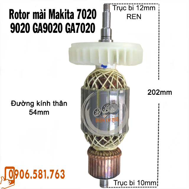 (Hàng DCA) Rotor mài Makita GA9020 GA7020 MT902 MT903, ASM06-180, ASM06-230 dây đồng 220V - Tặng chổi than