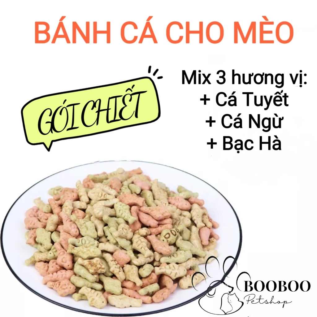 Bánh thưởng hình cá giòn giòn cho mèo 50G & 100G