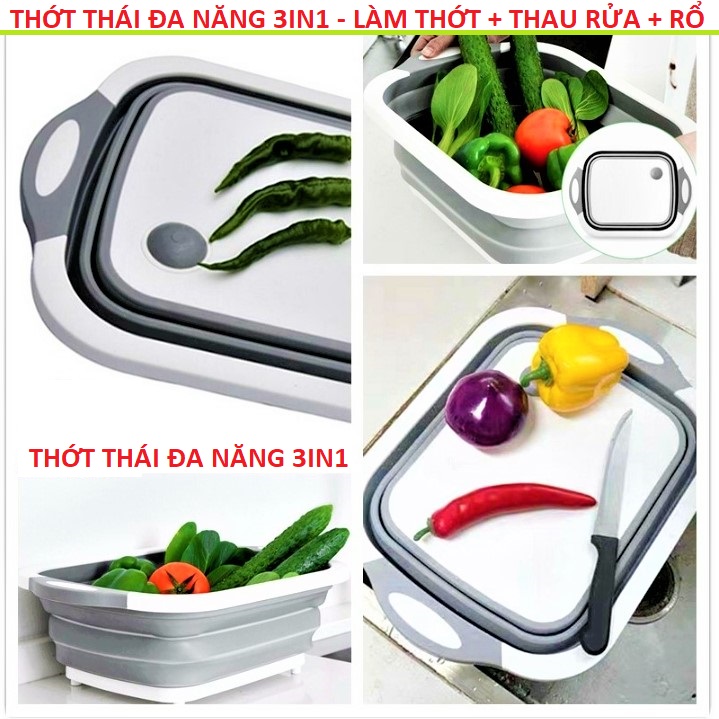 THỚT KIÊM CHẬU RỬA GẤP GỌN 3IN1 ĐA NĂNG MẪU MỚI , CHẬU RỬA GẤP GỌN , ĐỒ DÙNG NHÀ BẾP