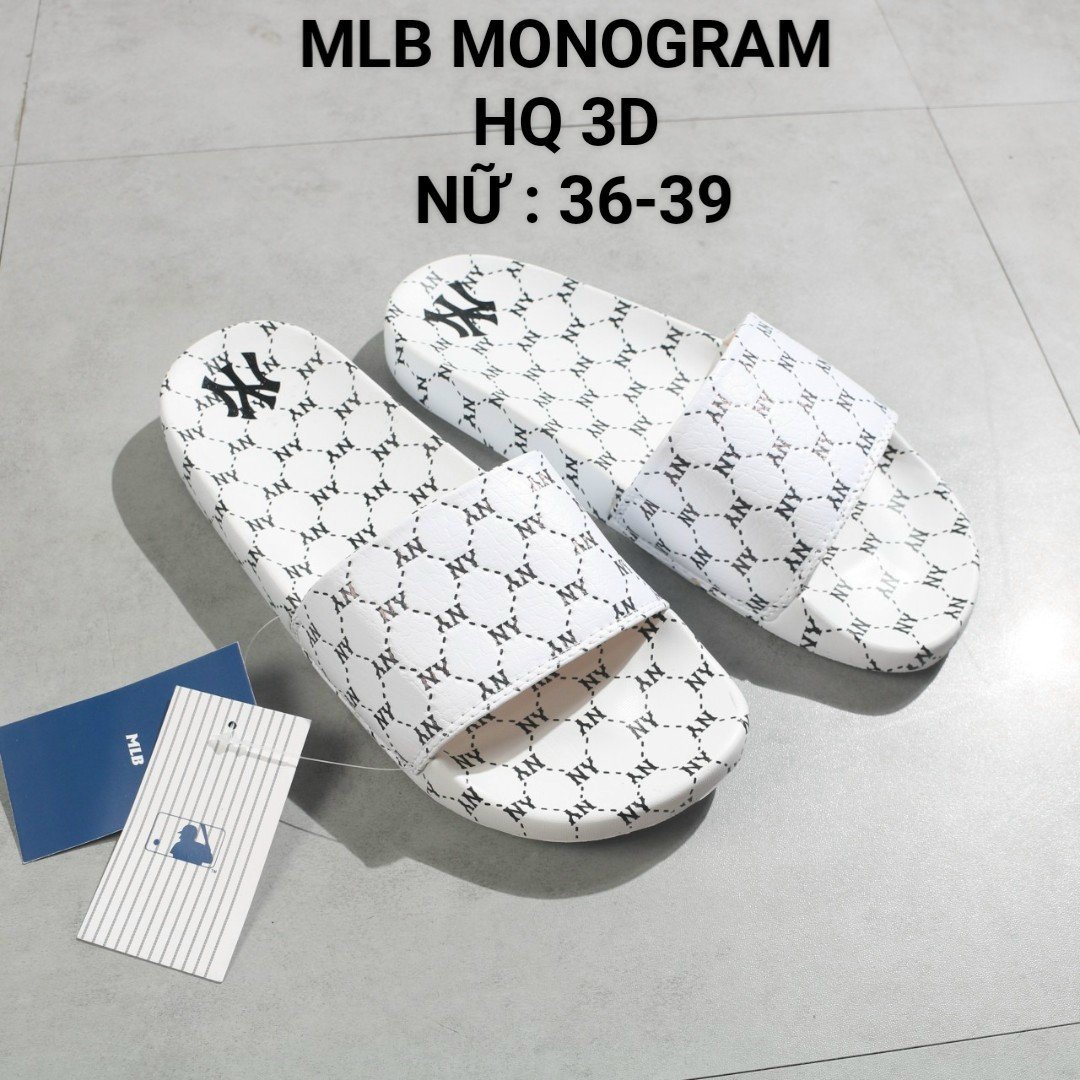 Dép quai ngang Nữ MLB Mono full trắng 36-39 hàng cao cấp fullbox