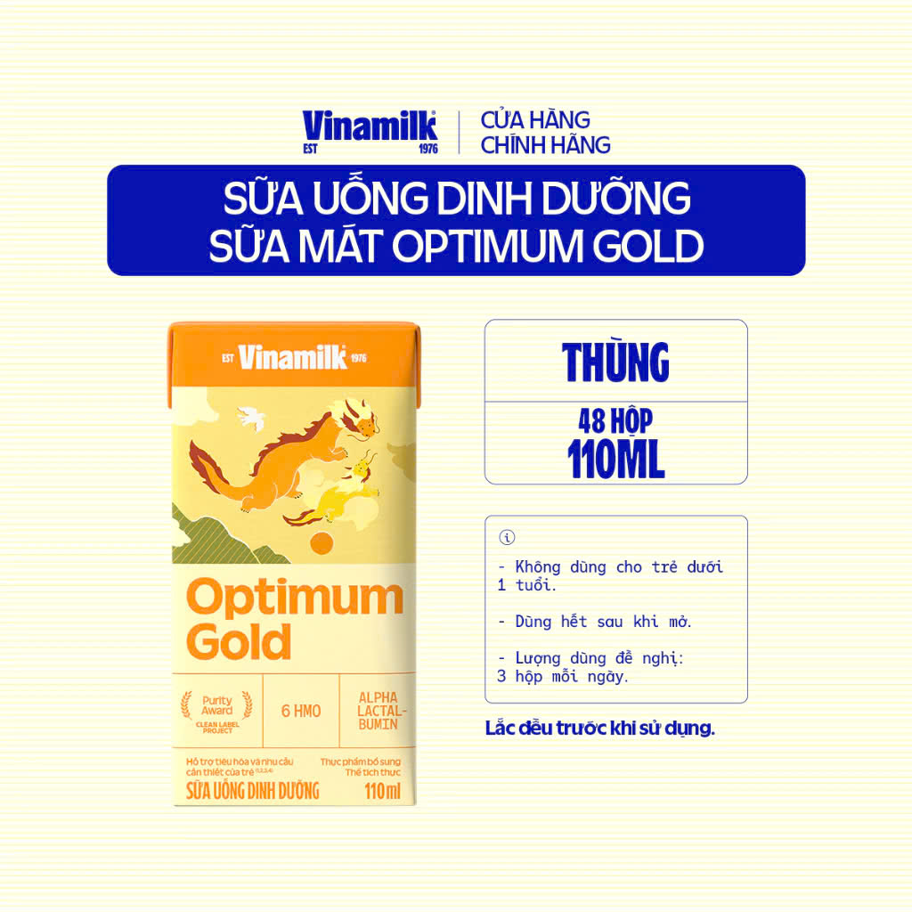 Thùng 48 Hộp Sữa Bột Pha Sẵn Vinamilk OPTIMUM GOLD 110ml.