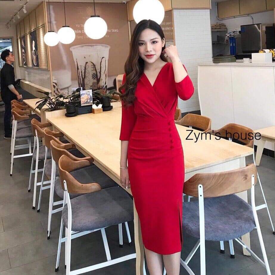 Đầm body tay lỡ xẻ tà sexy
