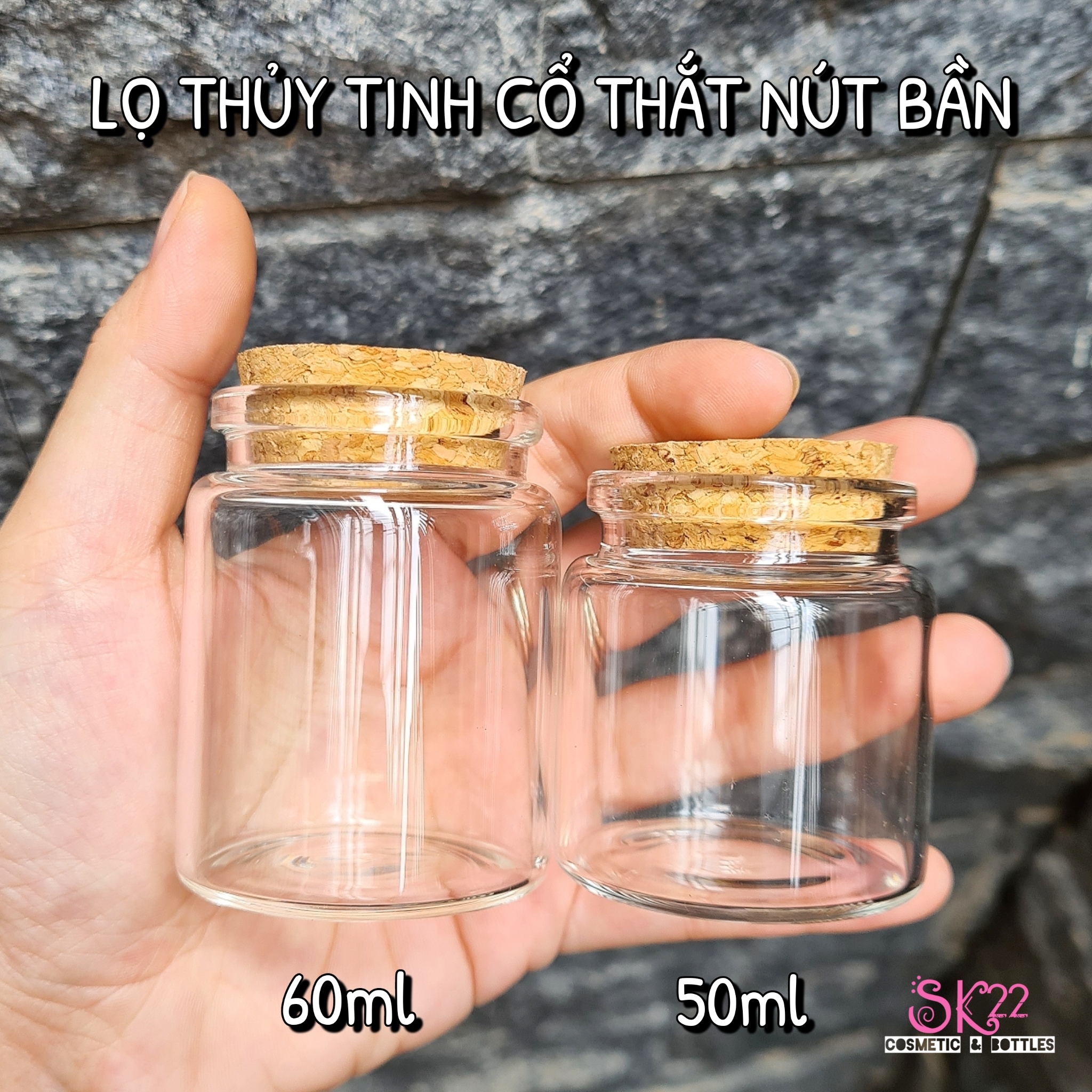 🎀LỌ THỦY TINH NÚT BẦN CỔ THẮT 50ml/60ml/100ml/150ml🎀