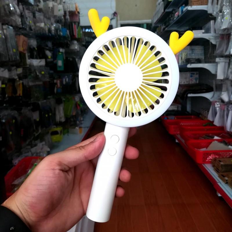QUẠT MINI CẦM TAY CÓ ĐẾ [ 2 CHẾ ĐỘ GIÓ + LED] - CÓ DÂY SẠC
