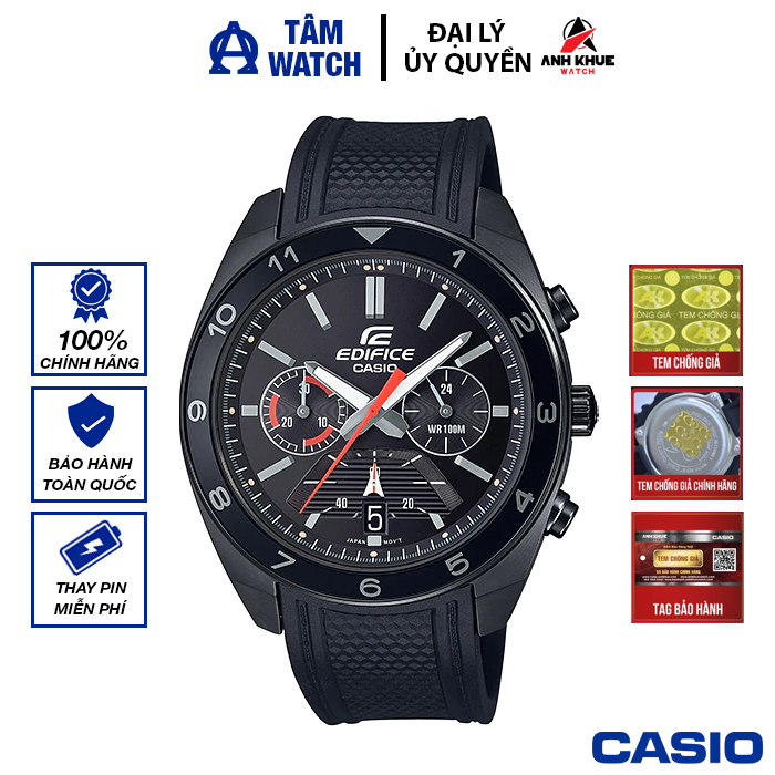 Đồng hồ nam dây nhựa casio edifice chính hãng anh khuê efv-590pb-1avudf