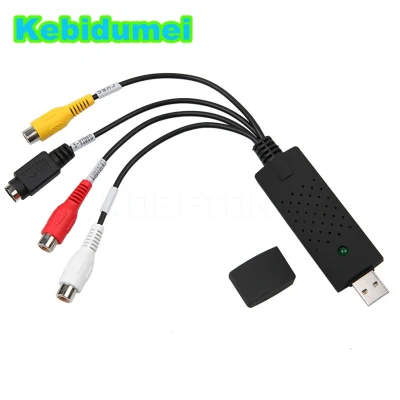 Super 7d- Kebidumei Capture Adapter Easier Cap USB Video Capture Device USB 2.0 Easy to Cap Video TV DVD VHS DVR for Win10 Wholesale