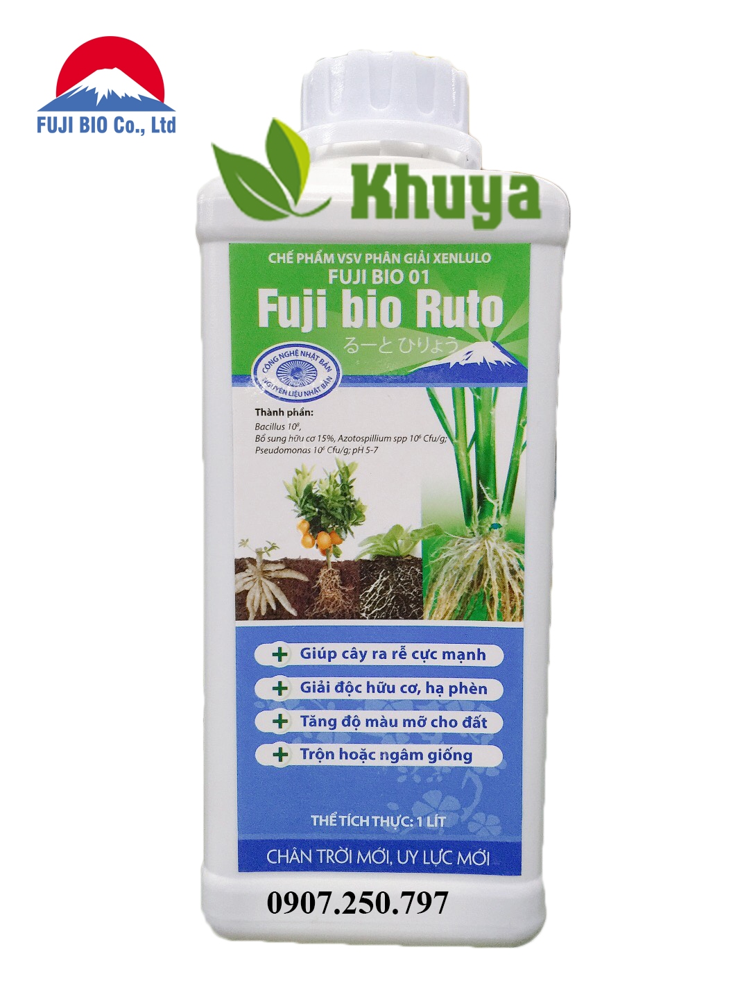 Chế phẩm VSV phân giải xenlulo Fuji Bio Ruto 1 lít Ra rễ và Giải độc