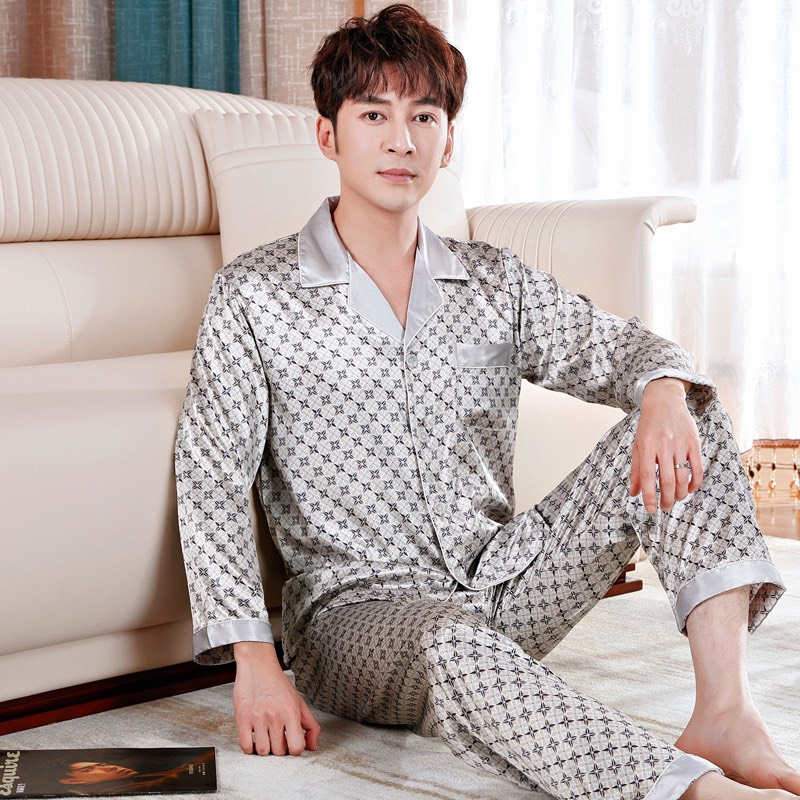 NG1908 Bộ pyjama nam dài tay chất lụa mềm mại cao cấp hàng nhập