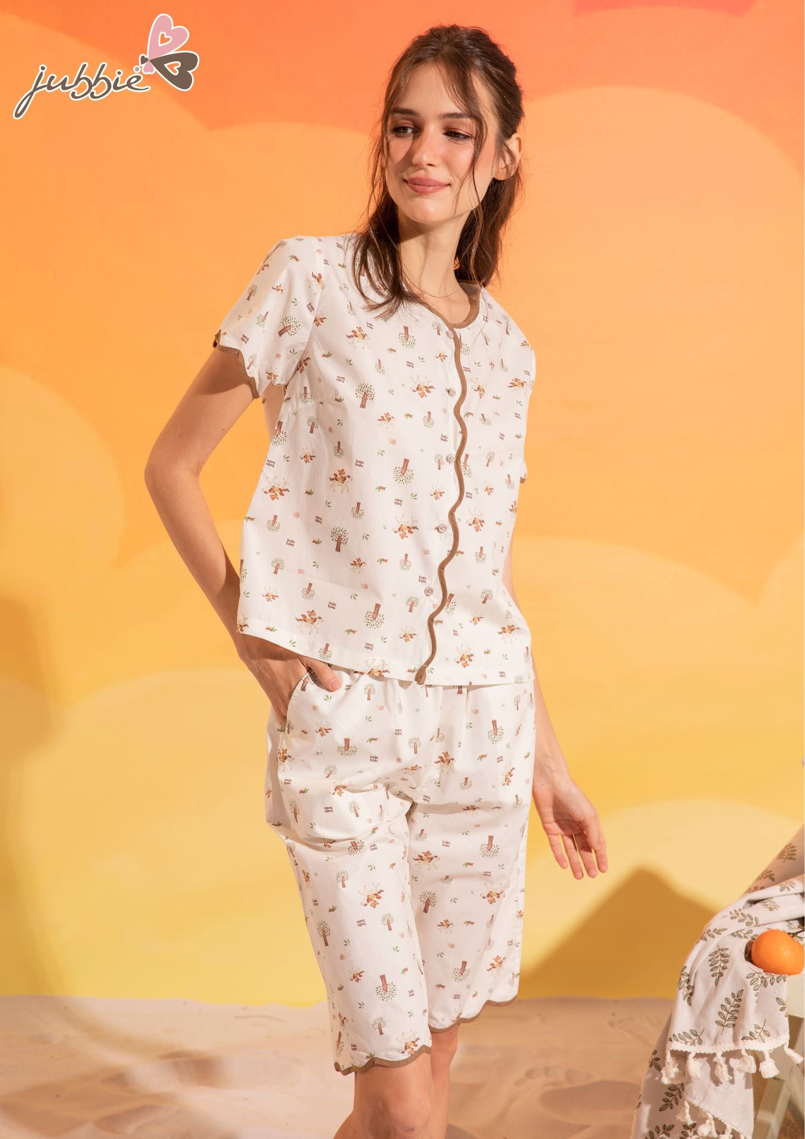 Bộ lửng kate cổ tròn mặc nhà Jubbie 32486