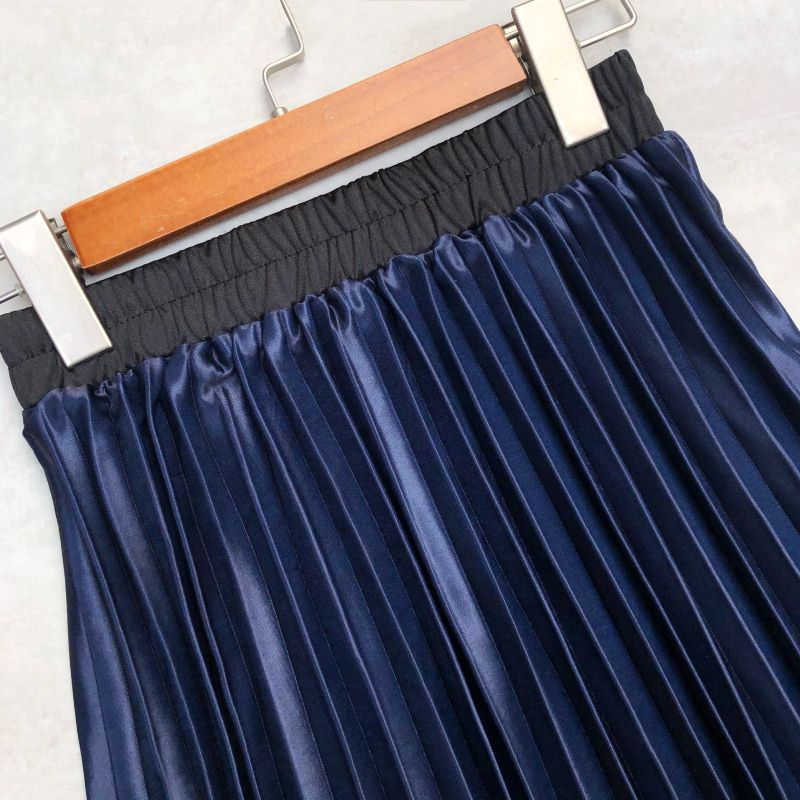 Chân Váy Midi Lưng Cao Bằng Lụa Satin Màu Gradient Thời Trang Cho Nữ