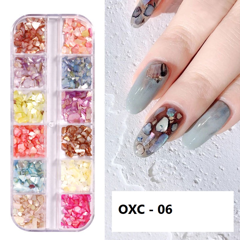 Set Đá Xà Cừ Hỗn Hợp 12 Màu trang trí móng
