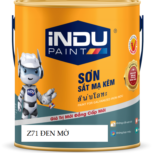 Sơn sắt mạ kẽm INDU Z71 màu đen mờ lon 800ml