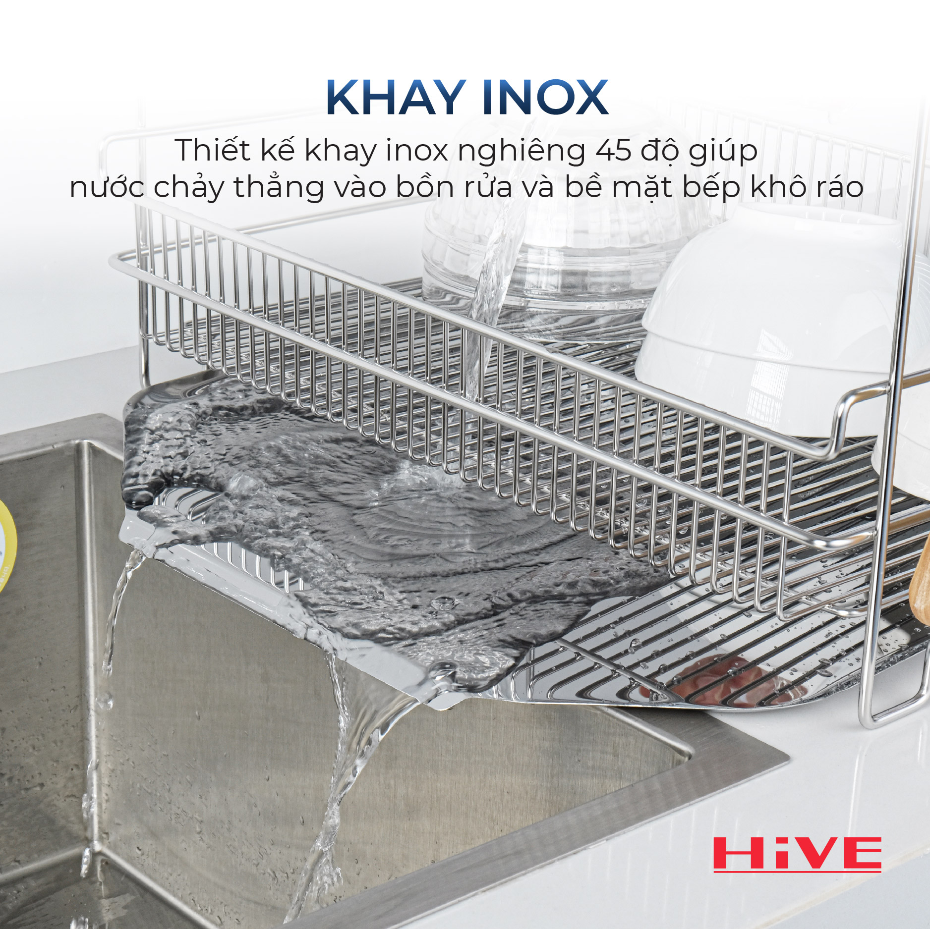 Kệ (giá) để chén bát HiVE KO 2 tầng inox 304