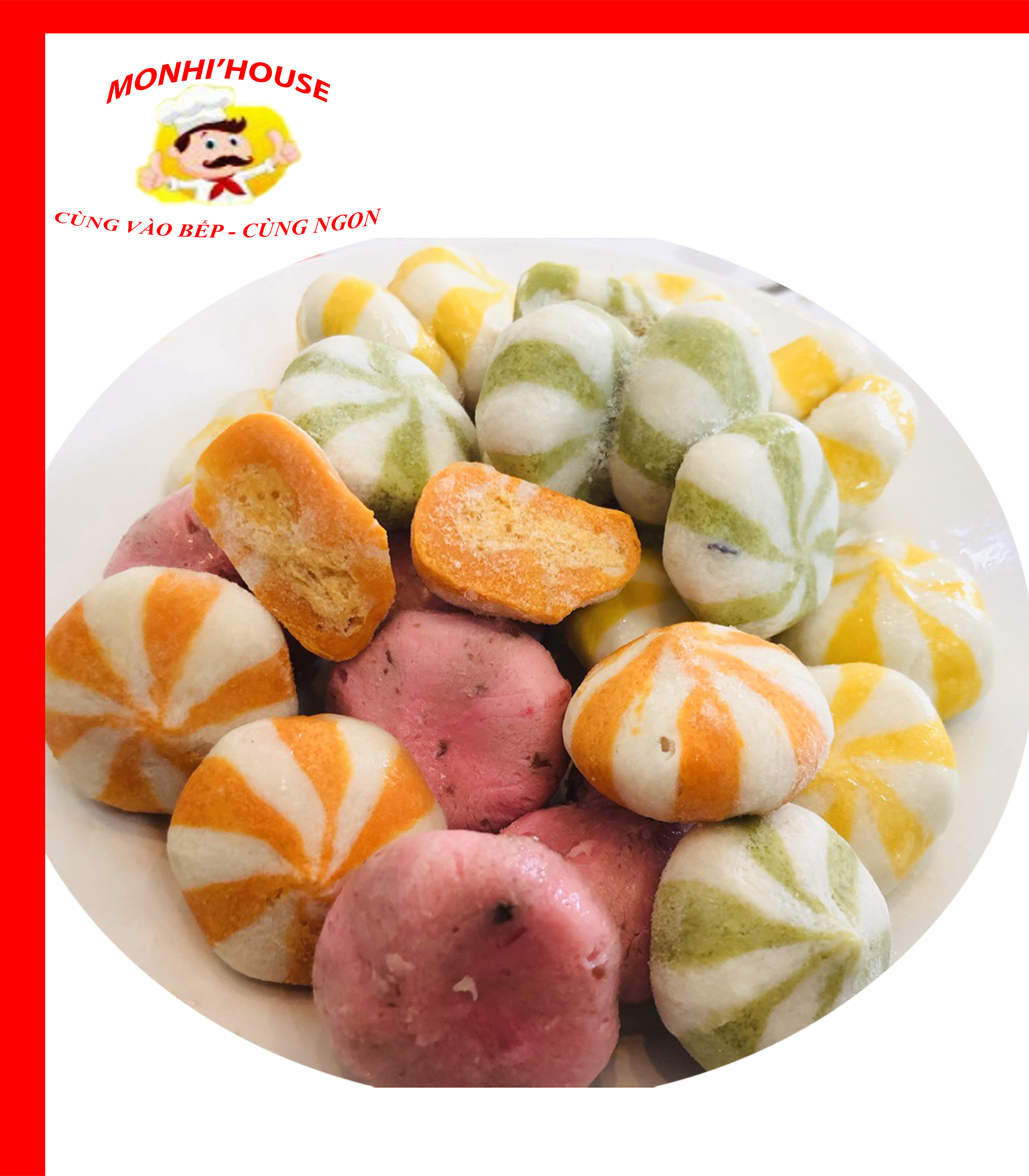100g viên Bánh Bao nhân trứng cá Mix đủ vị
