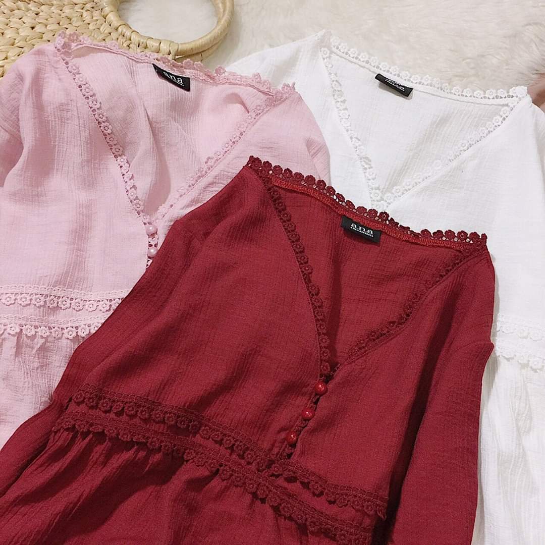 Áo tay dài Babydoll cổ tim