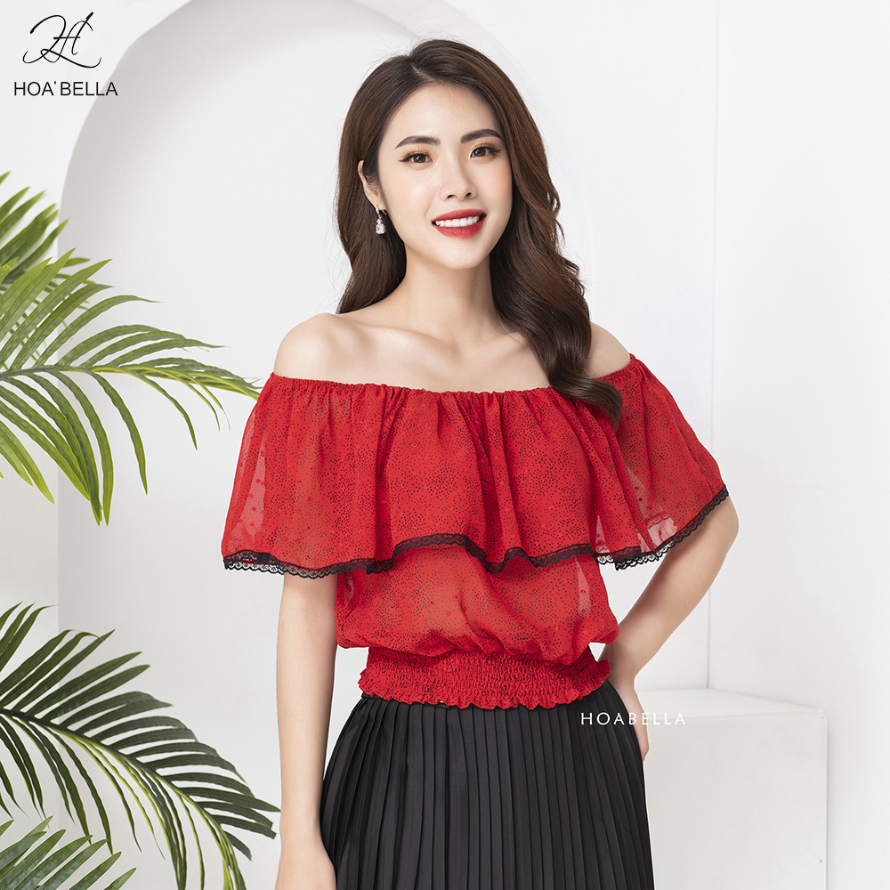 Áo Kiểu Nũ HOABELLA Chất Voan Phối Ren Mềm Mát (MA86)